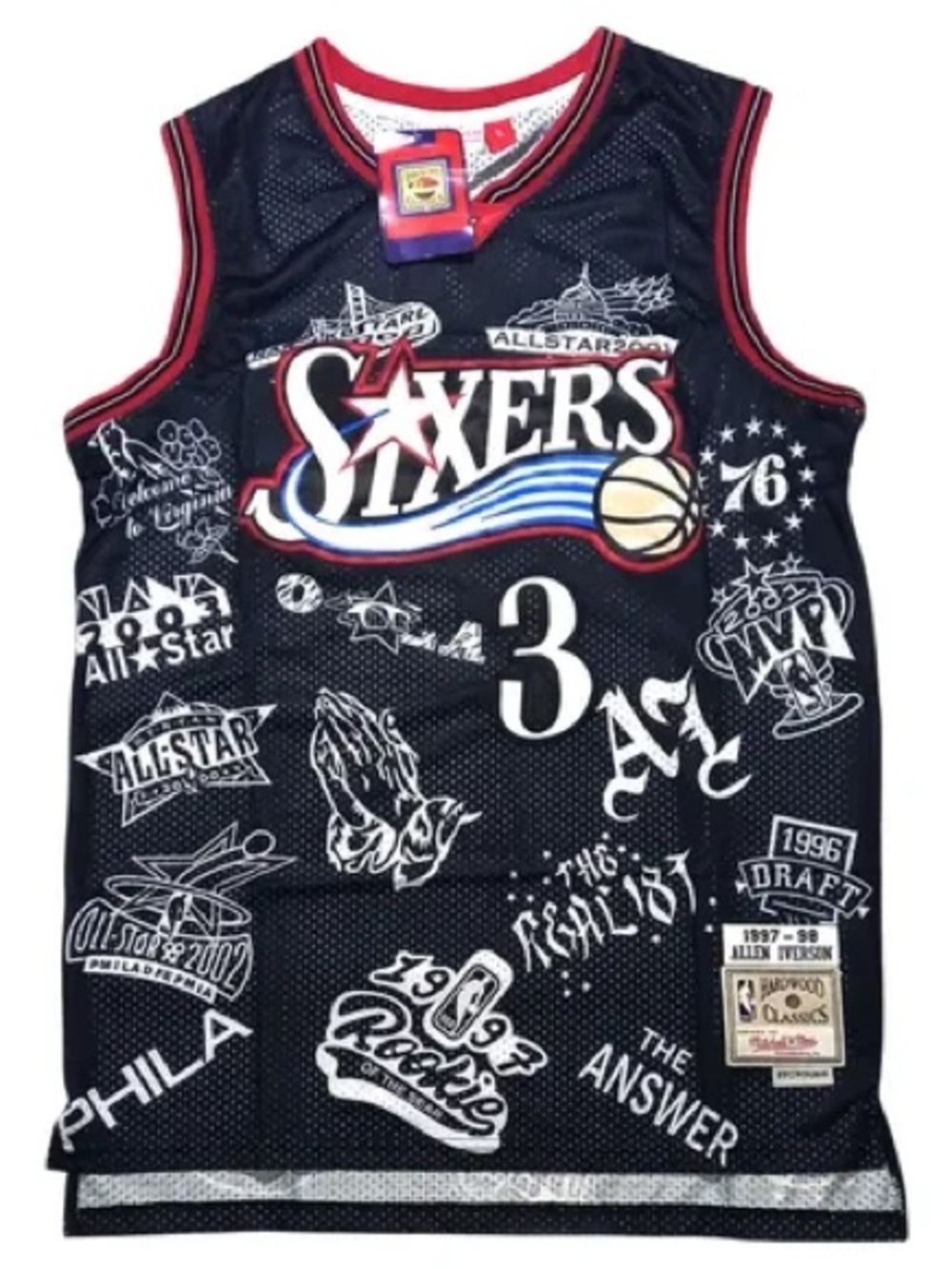 Allen Iverson Mitchell & Ness Philadelphia 76ers graffiti NBA Basketball Jersey